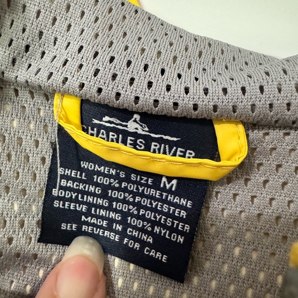 Charles River Apparel Yellow-Trim Gray Mesh Jacket medium - Picture 2 of 3